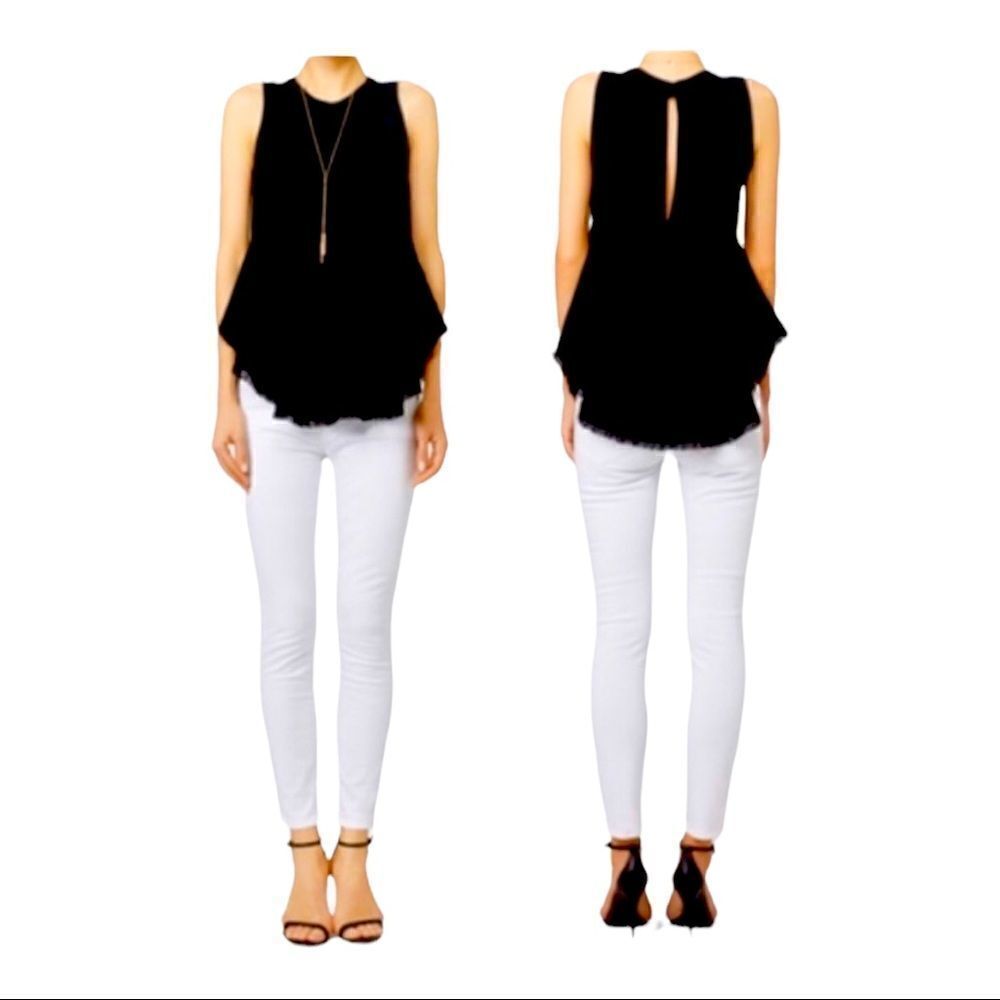 ELIZABETH AND JAMES Black Merlyn Peplum Blouse. Sleeveless. NWOT
